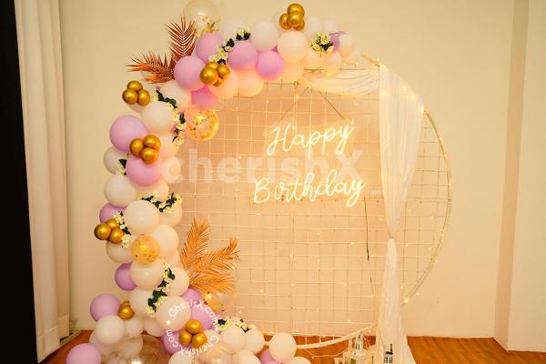 Get a Pastel Purple and White Mesh Decor for your Celebrations in Delhi NCR!