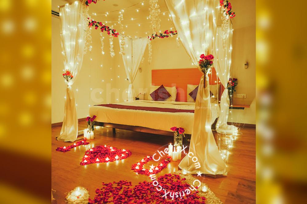 What could be more romantic than celebrating the first night amidst beautifully decorated flowers?