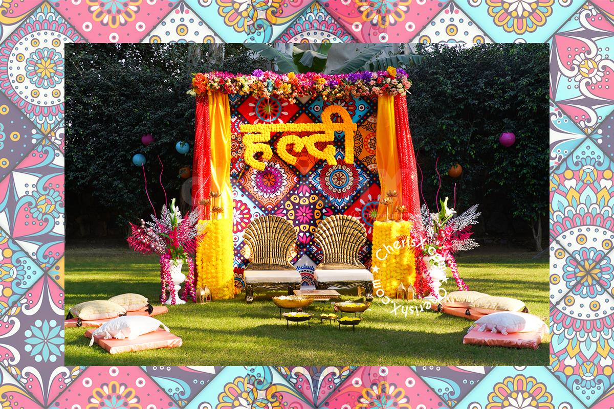 Mandala and Flower Haldi setup is the perfect way for your guests to  prepare for your wedding. | Delhi NCR