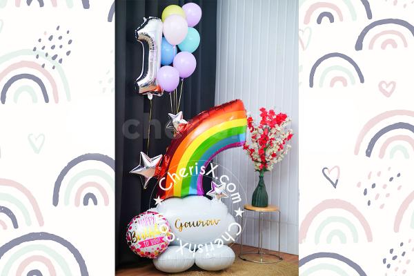 Bring rainbow home with this special rainbow balloon bouquet
