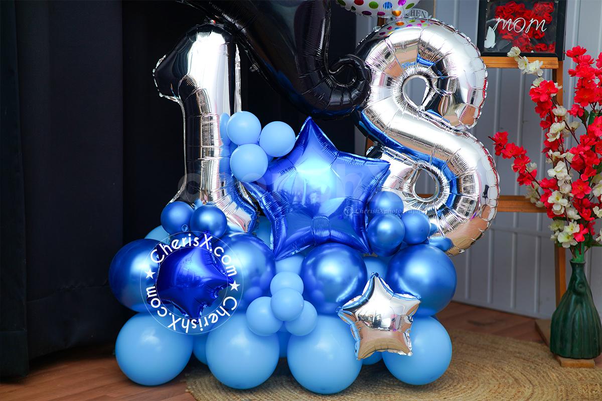 The Blue and Silver Birthday Balloon Bouquet are an ideal gift that ...