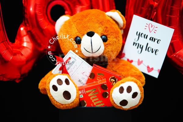 Express your love like never before with this beautiful teddy bucket gift