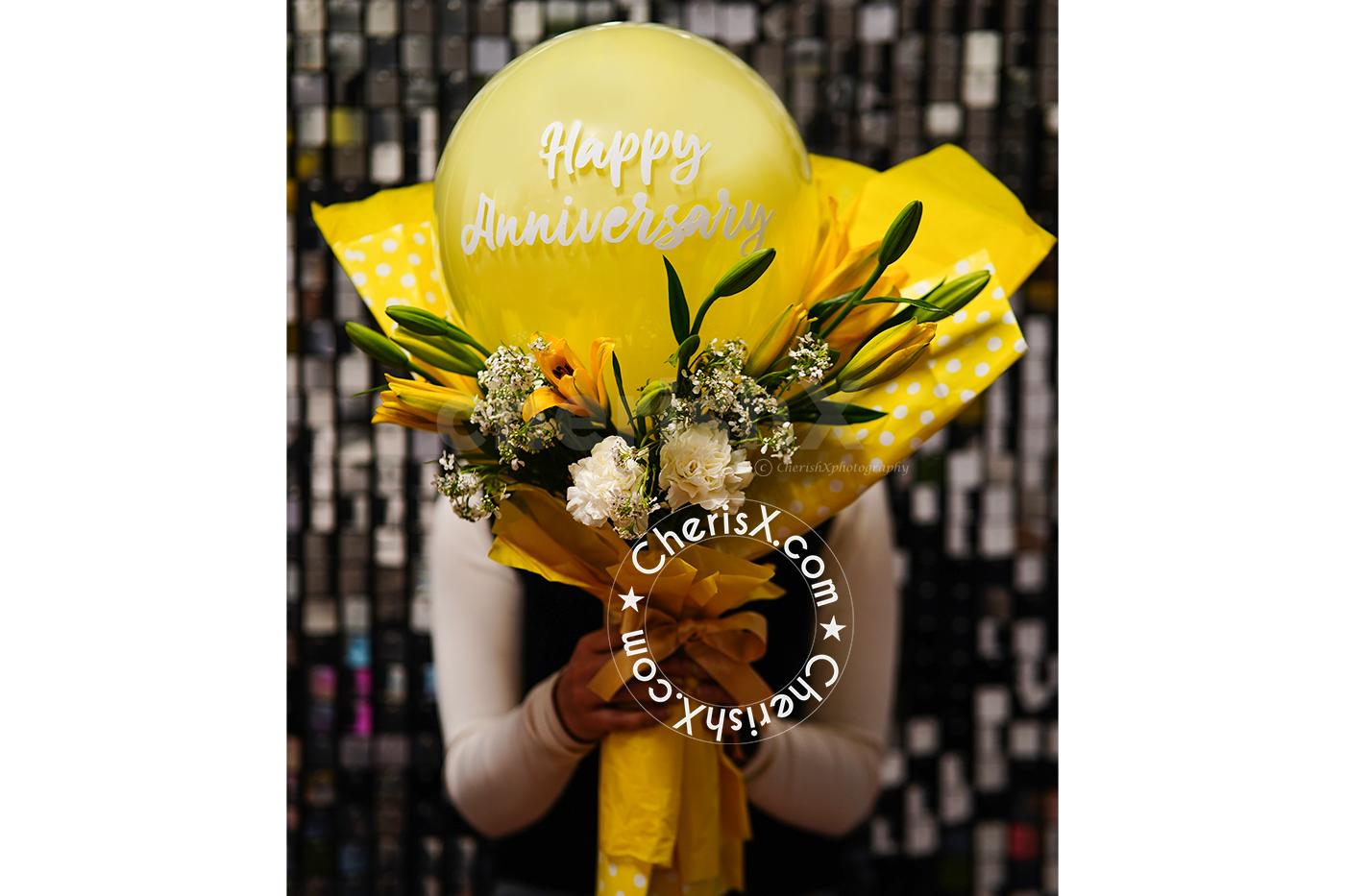From classic lilies to cheerful balloons, yellow flower bouquet ...