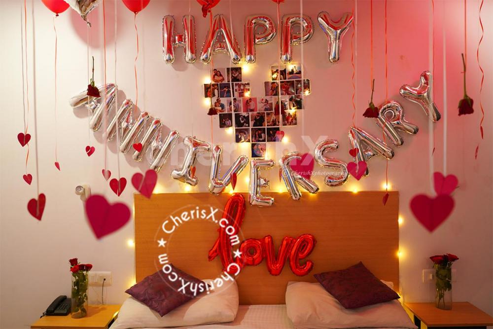 The red heart-shaped balloons are a representation of your love