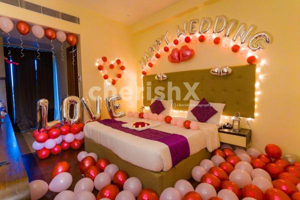 Decorations are attractive and having it on your first night can create a lot of impact! This is why CherishX brings you the special Happy Wedding First Night Decor for a special time!