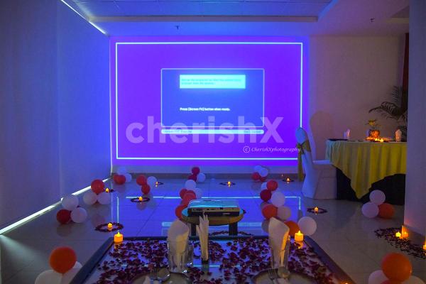 The movie setup is special for the afternoon at the Posh Residency Gurgaon