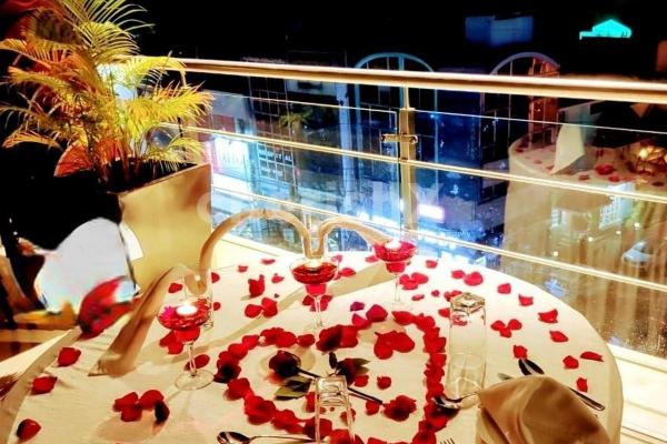 The table is beautifully set up for your Romantic Dinner Date.