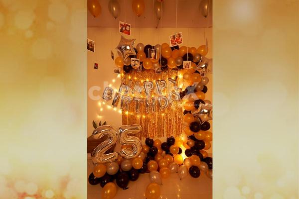 Balloon Decorations with Arch in Black Golden Colors