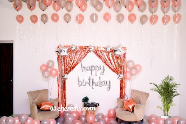 Light up your close one's heart on birthday by surprising them with CherishX's Happy Birthday Rose Gold Surprise Decor!