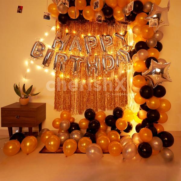Silver Happy Birthday foil Balloon Decoration
