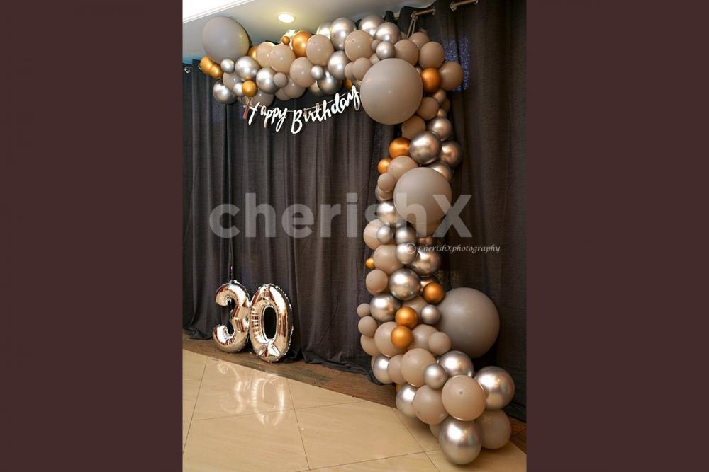 Elegant Birthday Arc Balloon Decoration on Wall at Home / Venue Jaipur