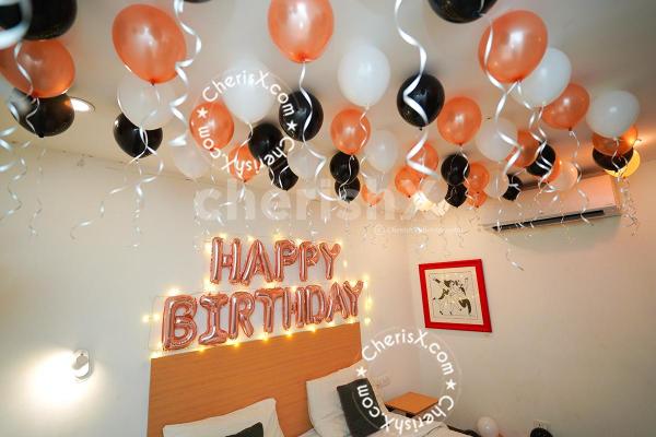 Have you ever tried a rose gold balloon foil hanging on the walls? It will be pleasant