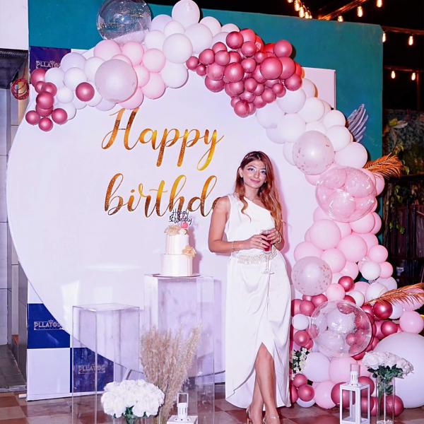 Premium Decoration/backdrop in Rose Gold for your birthday bash.