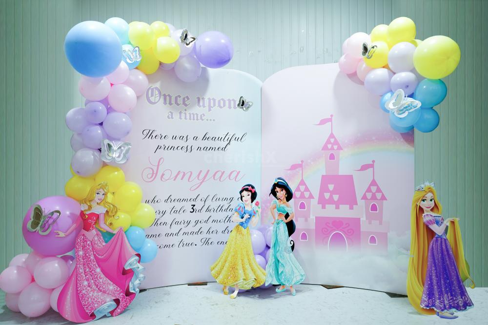 Step into a fairyland with our pastel theme princess birthday decor.