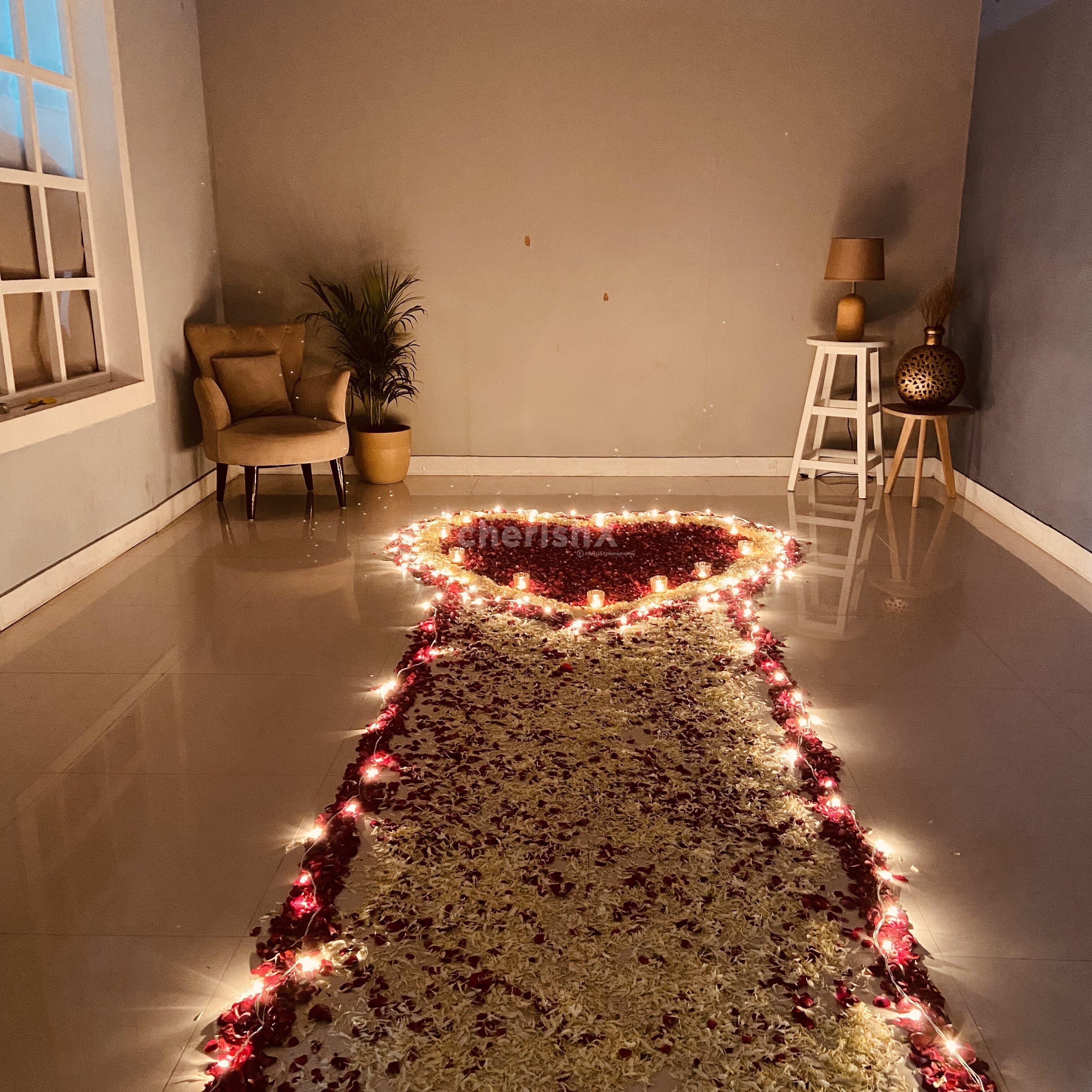 Proposal Setting with Flowers & Candles Pathway at home in your city. Ahmedabad