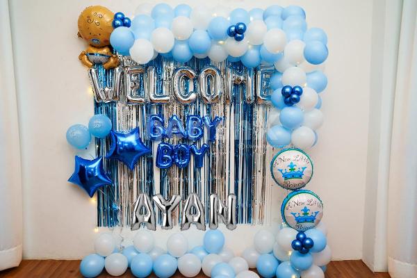 Blue and white themed baby boy decor by CherishX.