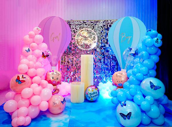 A perfect blend of pastel balloons, twinkling lights, and enchanting decor elements.