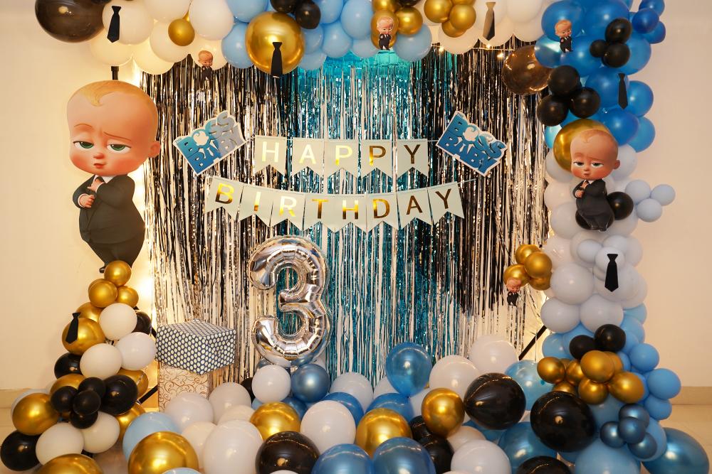 A Boss Baby Themed Birthday Room Decoration for Kid's Birthday.