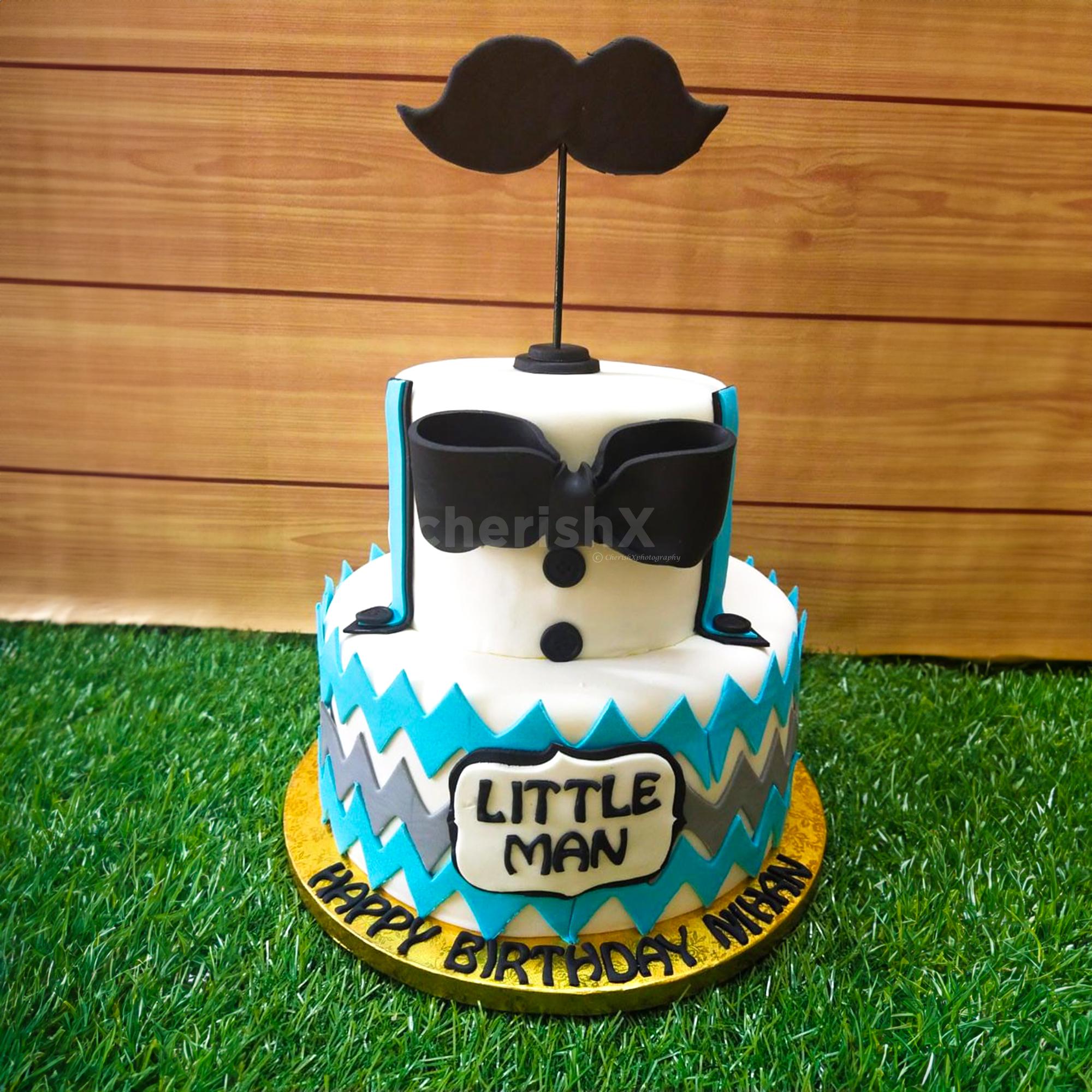 Little Man With Moustache Detail Custom Acrylic Cake Topper | Baby Shower |  Boys Birthday | Christening Cake Topper