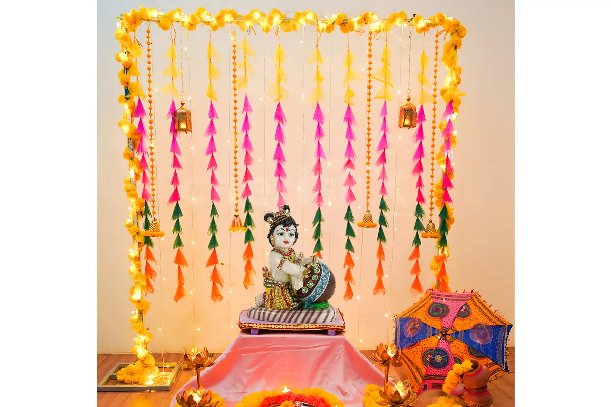 Janmashtami Special Decoration a Home| Janmashtami Decorations with  Balloons in Jaipur