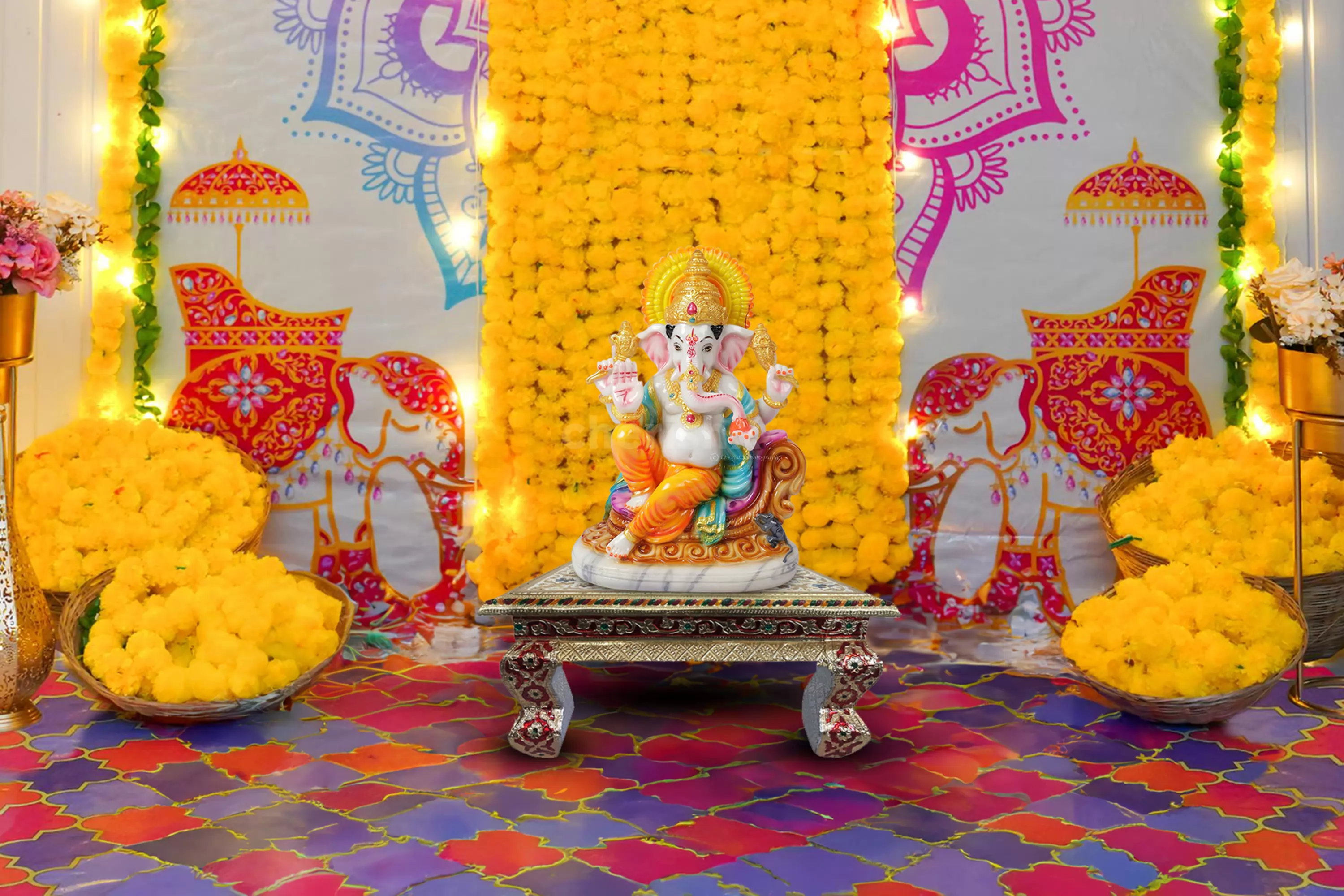Welcome Ganpati to your home with elephant theme colourful ...