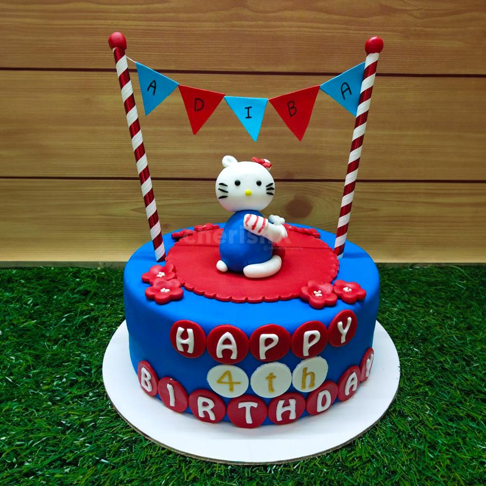 Perfect Hello Kitty Theme Fondant Cake for a Kid's Birthday Party