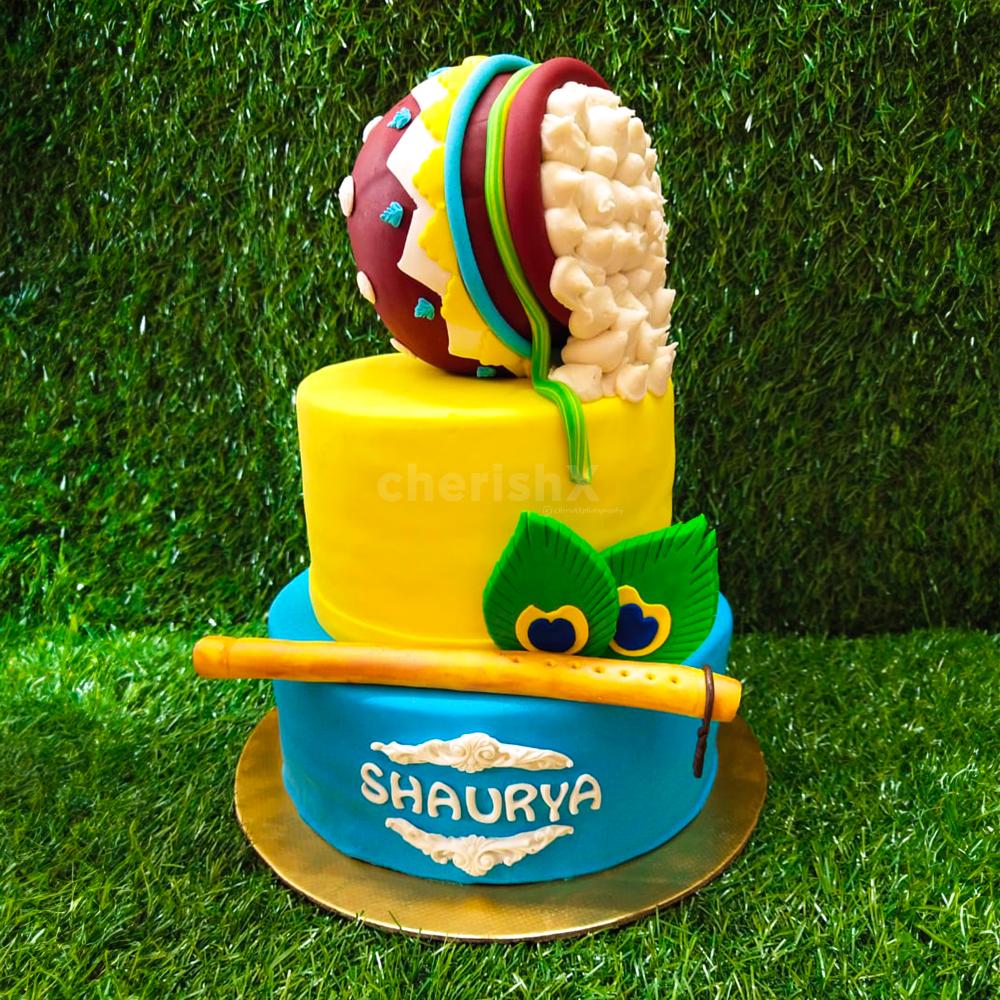 Indulge in Divine Delight with Krishna Theme Two Tier Fondant Cake |  Hyderabad