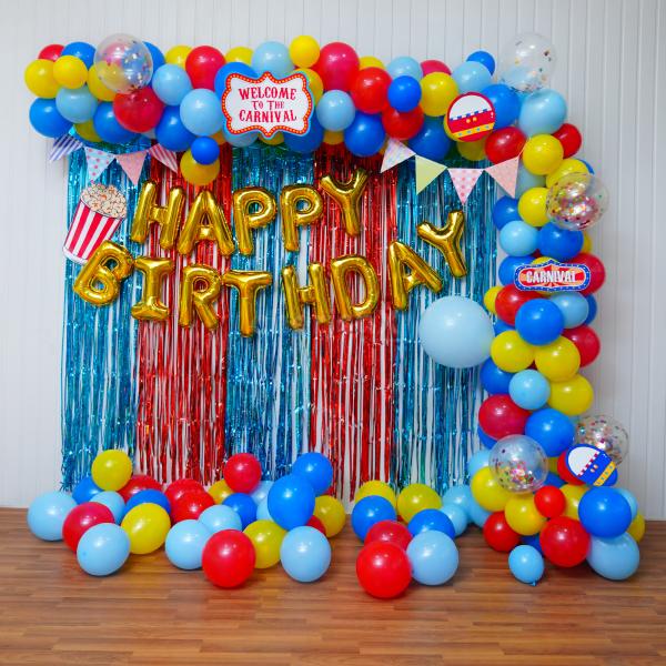 Experience the Carnival Balloon Decoration with Colorful Balloon Arch.