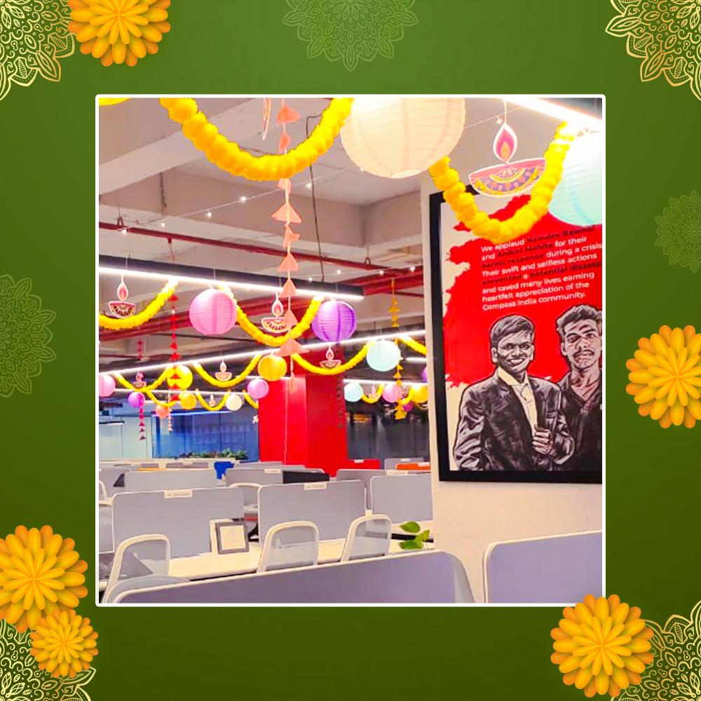 Illuminate your office's reception area this Diwali with floral